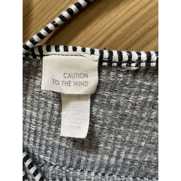 Caution To The Wind Jumpsuit Size Small Black White Pin Stripe Sleeveless - Picture 3 of 10